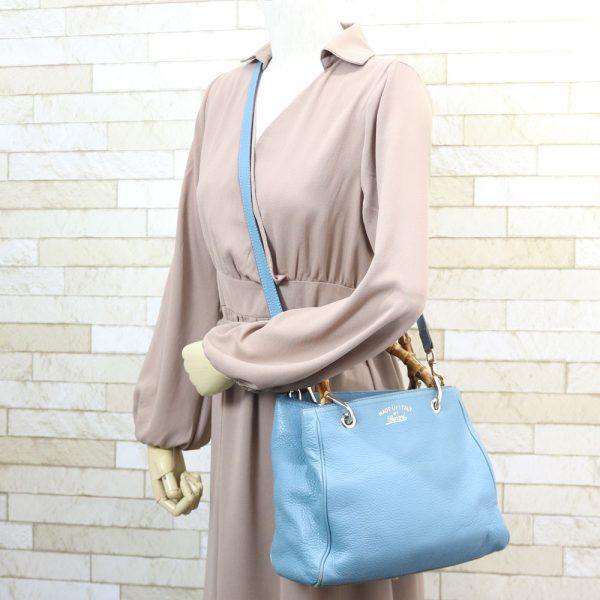 brb36005650 2 Gucci Bamboo Shoulder Bag Blue