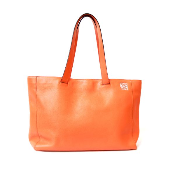 brb38115908 1 Loewe East West Shopper Tote Shoulder Bag Leather Orange