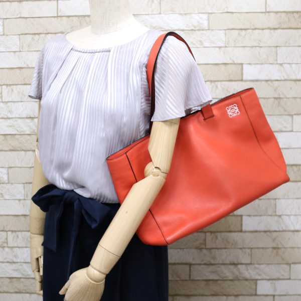 brb38115908 2 Loewe East West Shopper Tote Shoulder Bag Leather Orange