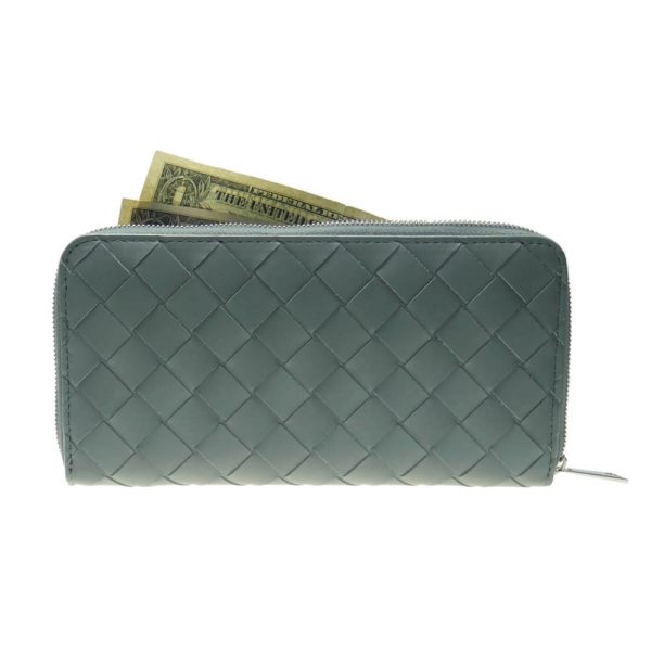 bt23fw113 2 BOTTEGA VENETA round zipper long wallet with coin purse Gray