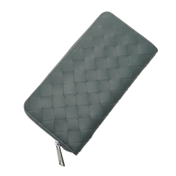 bt23fw113 3 BOTTEGA VENETA round zipper long wallet with coin purse Gray