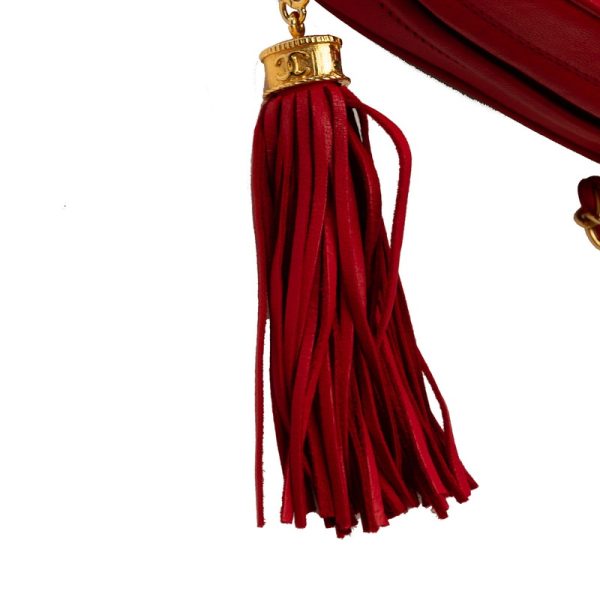 bysf6qpv9eu4kxyk 12 CHANEL Matelasse Cocomark Fringe Chain Shoulder Bag Red Leather Satin