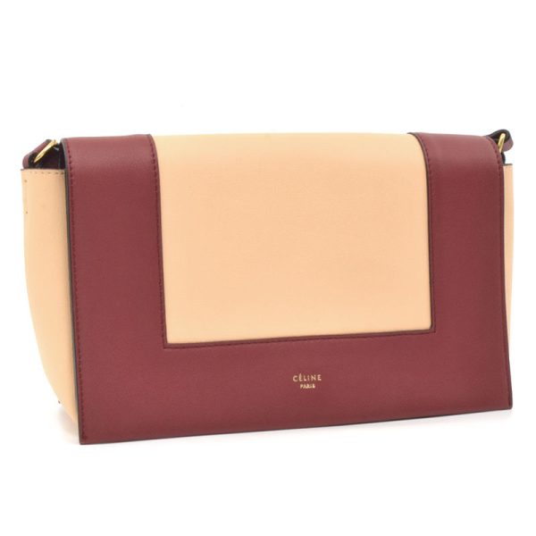 c240601106594 Celine Frame Calf Leather Burgundy Beige Shoulder Bag