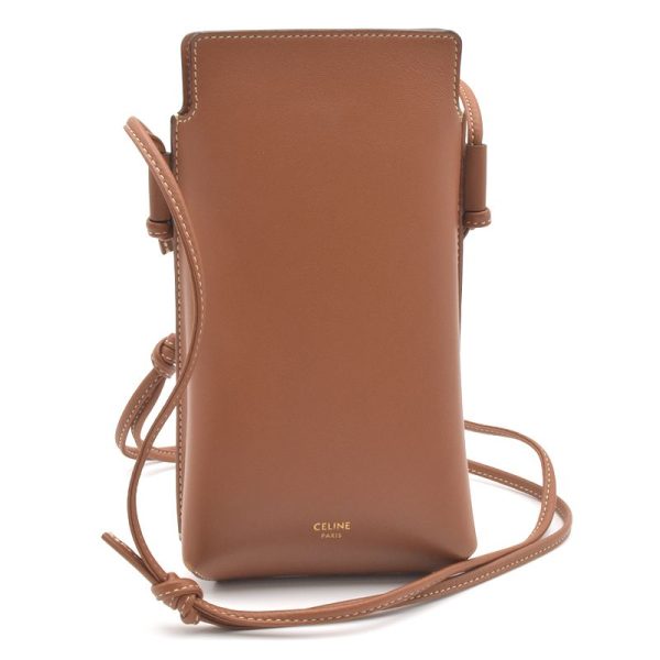 c240601112922 Celine Phone Pouch Calfskin Shoulder Bag Brown