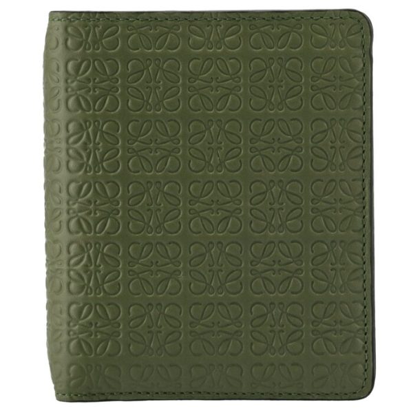 c499z41x0300673949 1 LOEWE Anagram Compact Zip Bifold Wallet Green