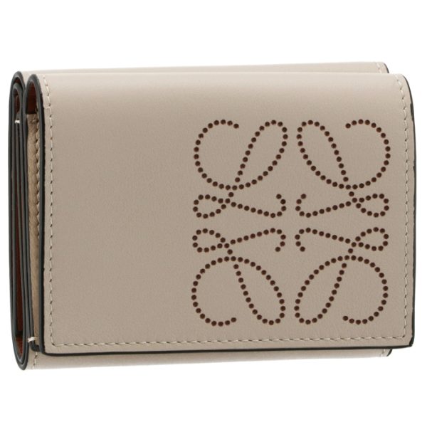 c500tr2x0100242456 LOEWE Anagram Compact Trifold Mini Wallet Beige