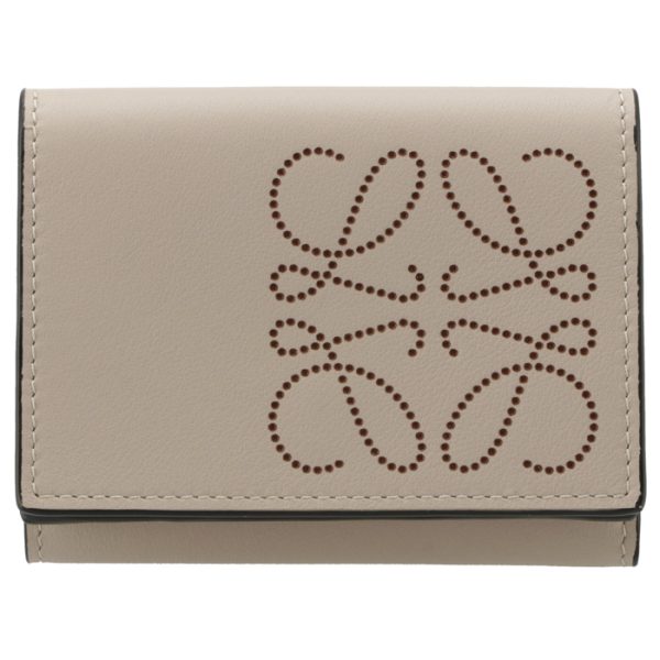 c500tr2x0100242456 1 LOEWE Anagram Compact Trifold Mini Wallet Beige