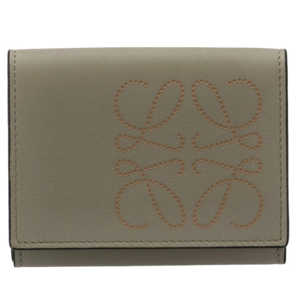 c500tr2x0100244355 1 LOEWE Anagram Compact Trifold Mini Wallet Khaki