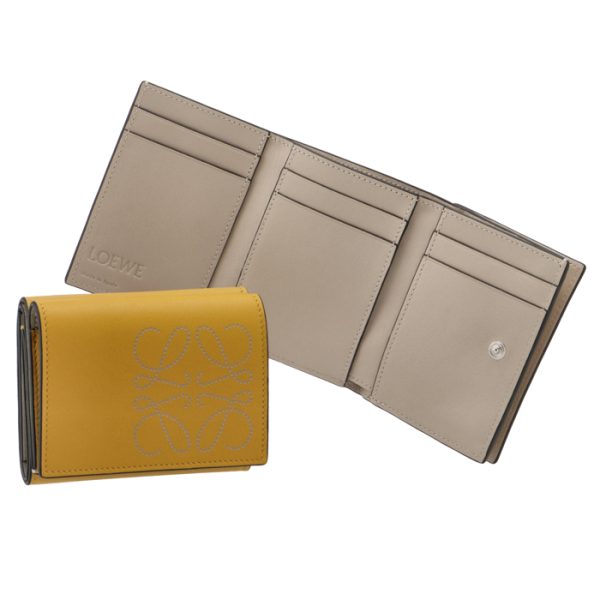 c500tr2x0100248311 LOEWE Anagram Compact Trifold Mini Wallet Yellow