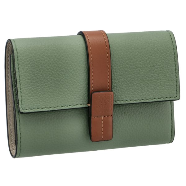 c660s86x0100516465 LOEWE Wallet Tri fold Small Vertical Wallet Green