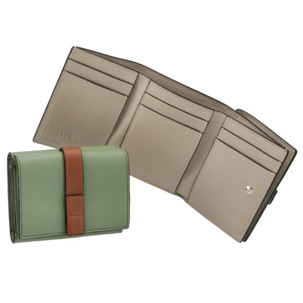 c660tr2x0100536465 LOEWE Trifold Wallet Green Bicolor