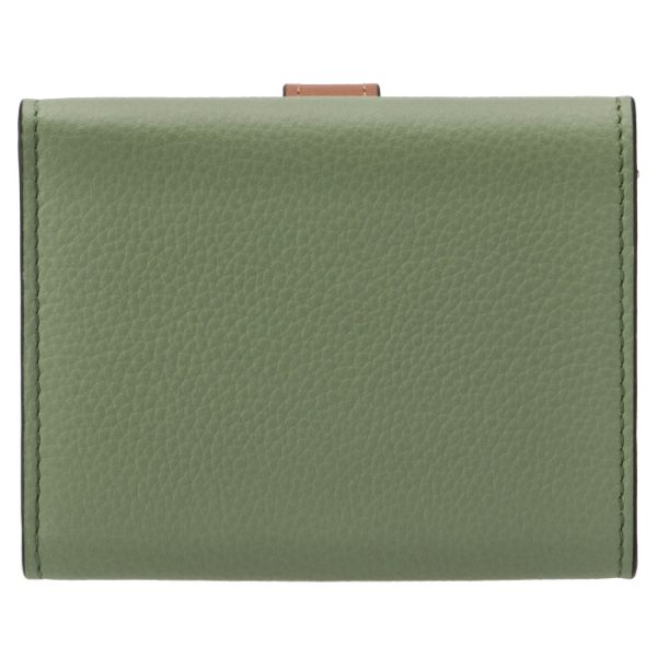 c660tr2x0100536465 2 LOEWE Trifold Wallet Green Bicolor