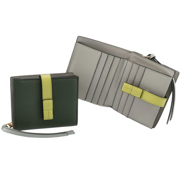 c660z41x0100514437 LOEWE Compact Zip Bifold Wallet Green