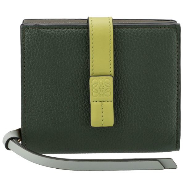 c660z41x0100514437 1 LOEWE Compact Zip Bifold Wallet Green