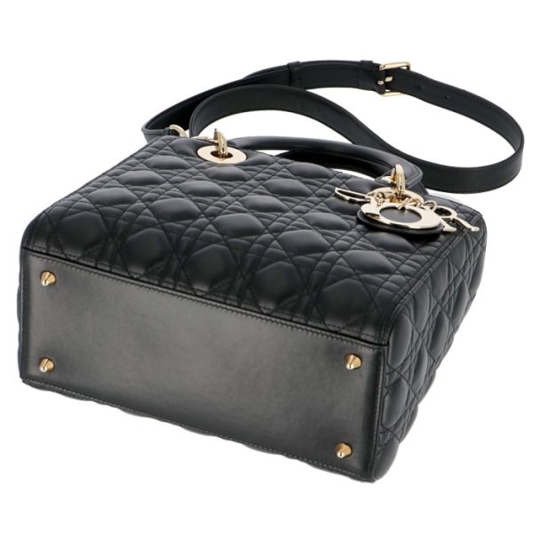 cal445500001no 3 Christian Dior Lady Dior Cannage Shoulder 2Way Lambskin Bag Black