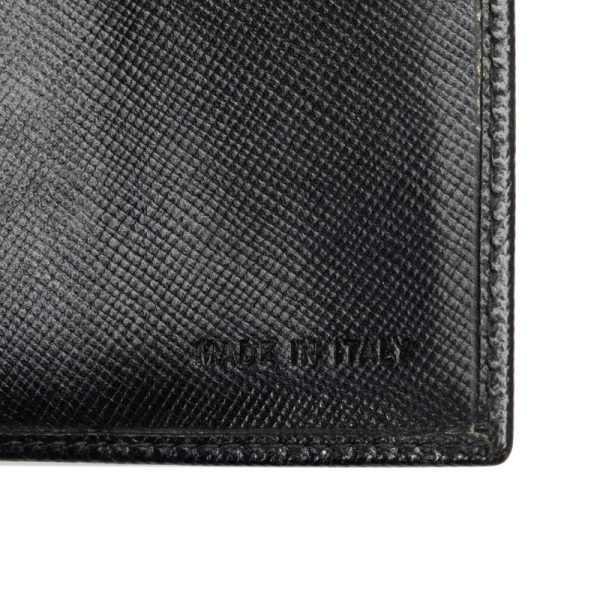 cdcxbt1i0ztf5esh 7 Prada Saffiano Triangle Logo Plate Trifold Wallet Black Leather