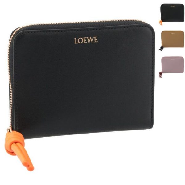 cem1cwzx010088 LOEWE Knot Compact Zip Bifold Wallet