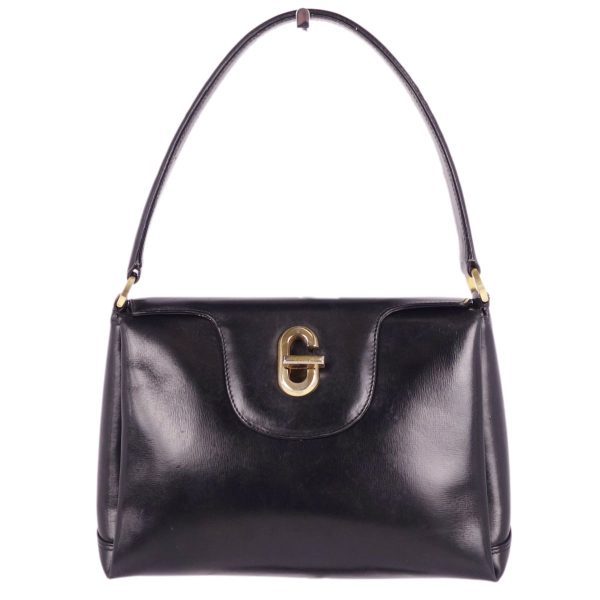 cf03mt rm05f09107 4 GUCCI bag handbag G logo metal fittings turn lock leather bag black