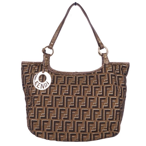 cf03mt rm05f09110 4 FENDI Bag Handbag Tote Bag Zucca Pattern Canvas Bag Brown