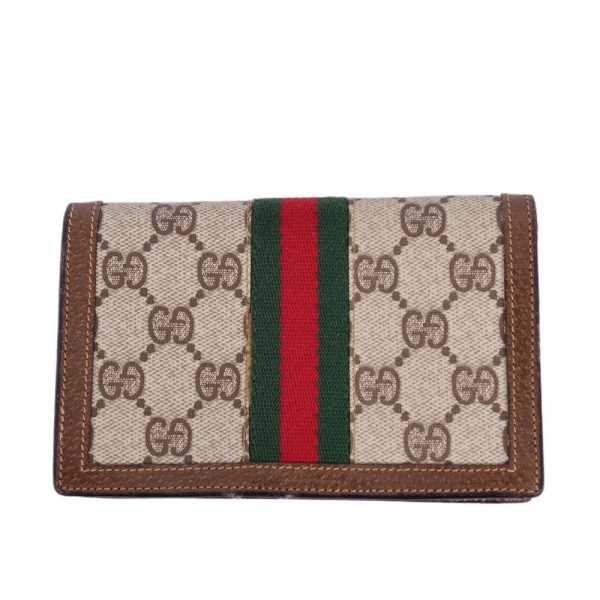 cf05ds rm05c14836 2 GUCCI Card Case Pass Case Business Card Holder GG Sherry Line Brown