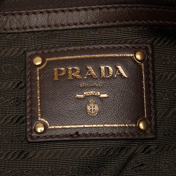 cjrb4z72snh1pbnm 6 Prada Logo Jacquard Tote Bag BR4258 Khaki Brown Nylon Leather