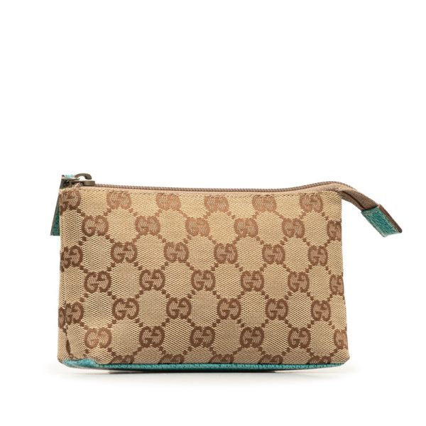 csk4mhz4ng11y019 2 Gucci GG Canvas Pouch 115237 Beige Blue Canvas Leather