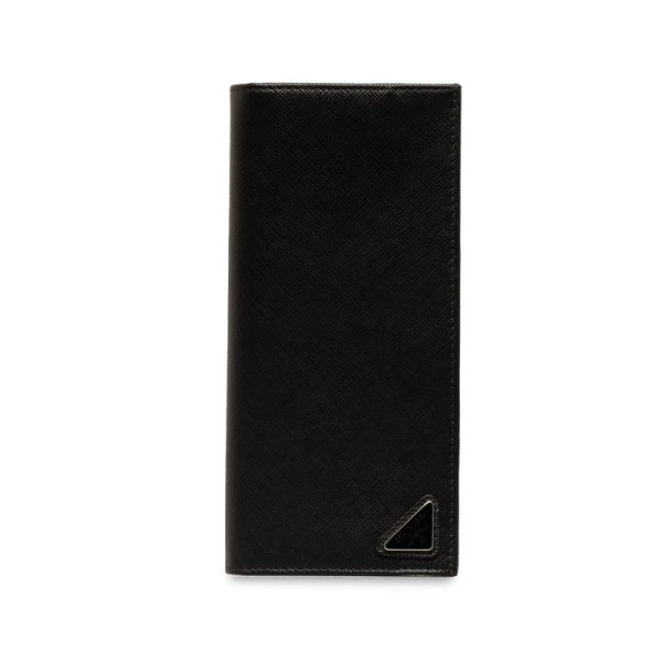 czp7kvh1vw0mwkd5 1 Prada Saffiano Triangle Logo Plate Long Wallet 2MV836 Black