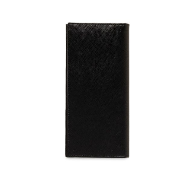 czp7kvh1vw0mwkd5 3 Prada Saffiano Triangle Logo Plate Long Wallet 2MV836 Black