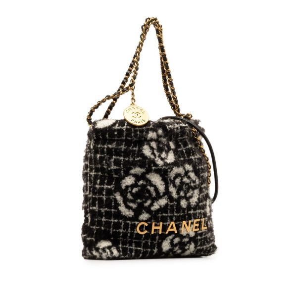 d1f0g6vcmv40e04z 2 CHANEL Camellia Cocomark Logo Gold Hardware Chain Tote Bag Shoulder Bag 2WAY Black White