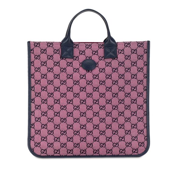 d2e1xfwwn6va4ppr 1 Gucci GG canvas handbag tote bag 550763 pink navy canvas leather