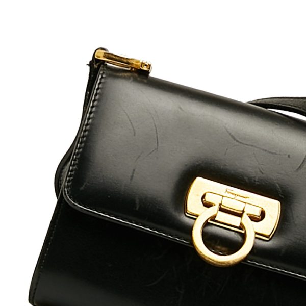 d7effn1w74zih6uo 8 Salvatore Ferragamo Gancini Crossbody Mini Shoulder Bag Black Leather