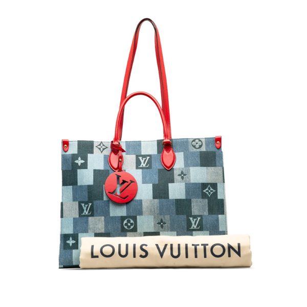 d9jjpf1wwfo719gb 11 Louis Vuitton Denim On the Go GM Tote Bag 2WAY M44992 Blue Denim