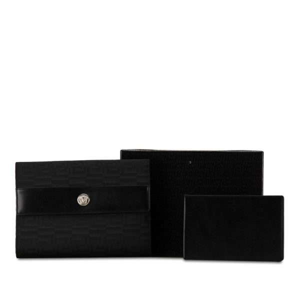 dcpx8cs5dlwdiw6h 11 Versace Vintage Medusa Gurka Bifold Wallet Black Canvas Leather