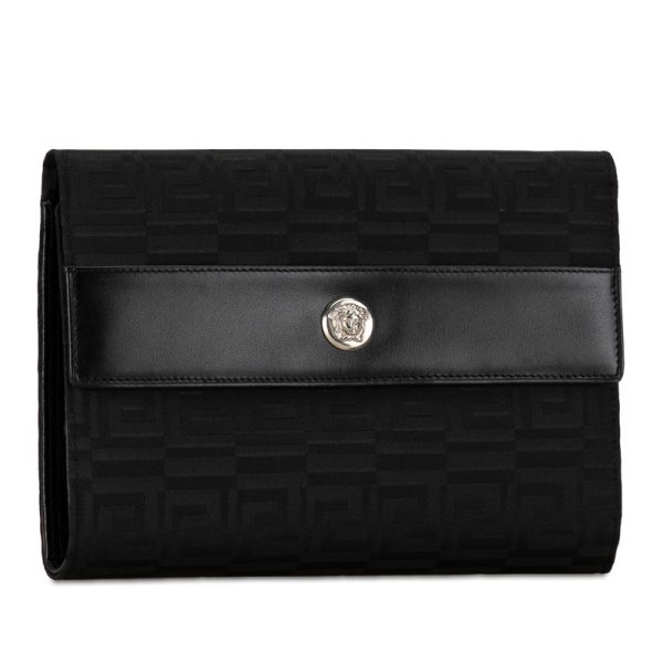 dcpx8cs5dlwdiw6h 2 Versace Vintage Medusa Gurka Bifold Wallet Black Canvas Leather