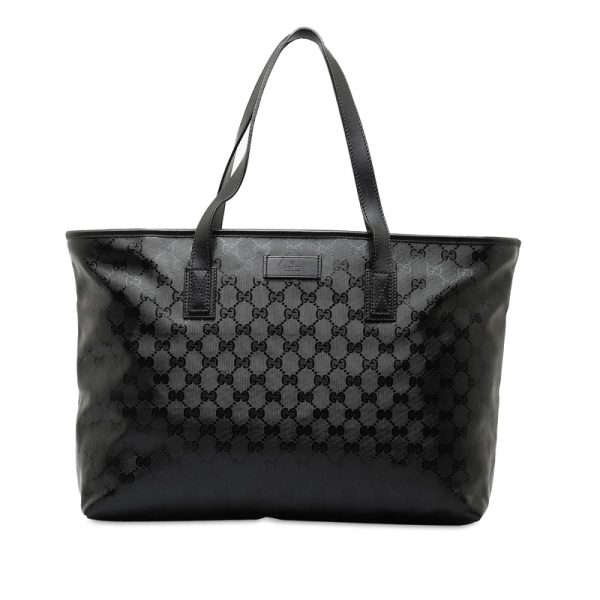 dikimmb1fzw28fw6 1 Gucci GG Implime Tote Bag Black PVC Leather