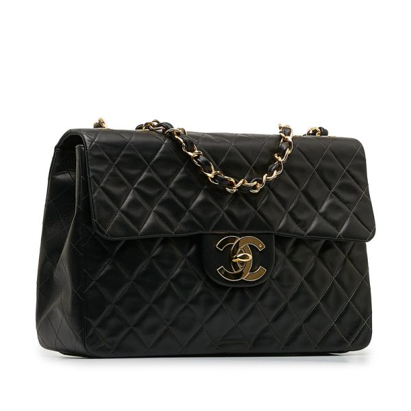 djlgpb615be9juy8 2 CHANEL Deca Matelasse Coco Mark Chain Shoulder Bag Black