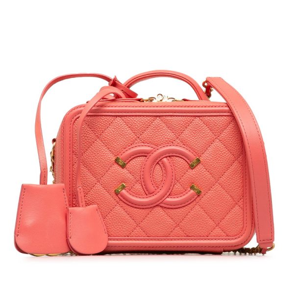 dqhplcce9bltq374 1 CHANEL Matelasse Cocomark CC Figly Handbag Shoulder Bag 2WAY Pink Caviar Skin