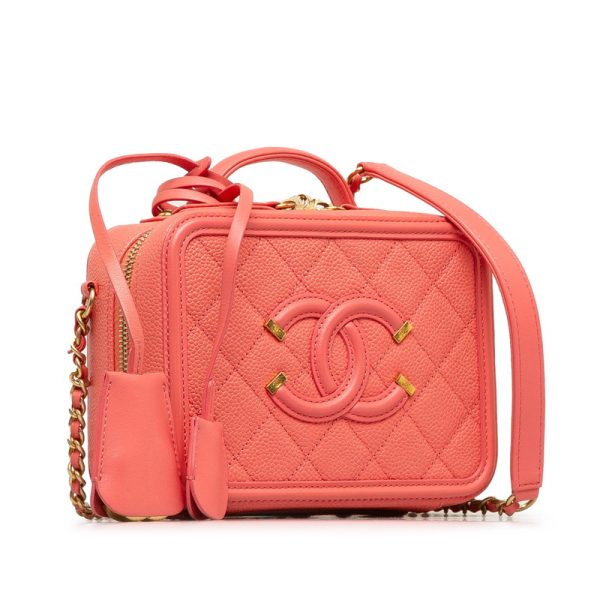 dqhplcce9bltq374 2 CHANEL Matelasse Cocomark CC Figly Handbag Shoulder Bag 2WAY Pink Caviar Skin