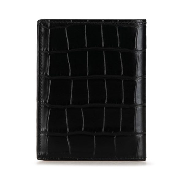 drsckradt68bf7lu 3 Balenciaga Cash Vertical Bifold Wallet Croco Embossed Black