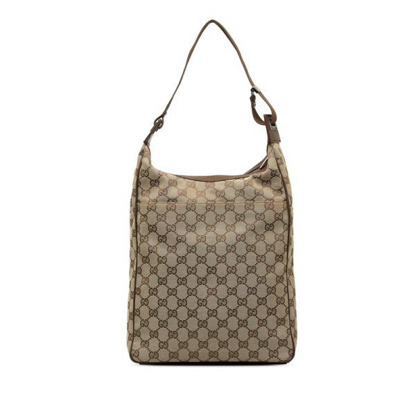 dt06239sgb1c05nf 3 Gucci GG Canvas Shoulder Bag Beige Brown Canvas Leather