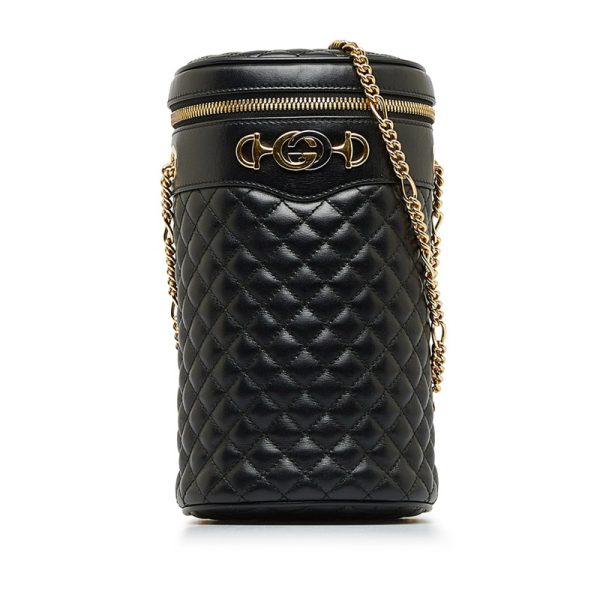 e5v4qthe1uphl9ql 1 Gucci Horsebit Zumi Quilted Chain Shoulder Bucket Bag Black