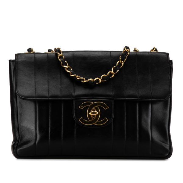 e6jcuxi0gt5uoo7w 1 CHANEL Mademoiselle Coco Mark Double Flap Chain Bag Black Lambskin