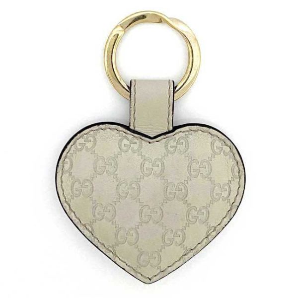 ec17951 2 Gucci Keychain Heart GG Leather Beige Gold