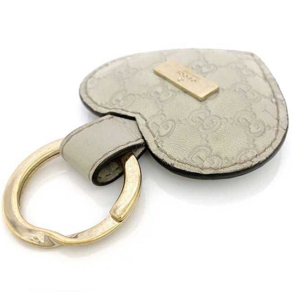 ec17951 3 Gucci Keychain Heart GG Leather Beige Gold