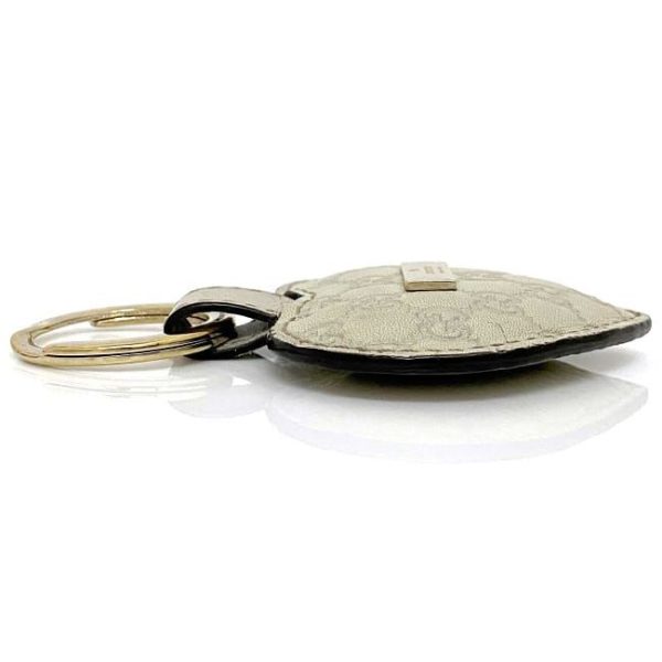 ec17951 5 Gucci Keychain Heart GG Leather Beige Gold