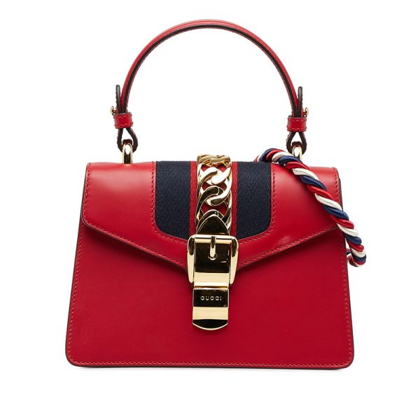 euxcmj102wqq02e7 1 Gucci Sylvie Handbag Shoulder Bag 2way Red Leather