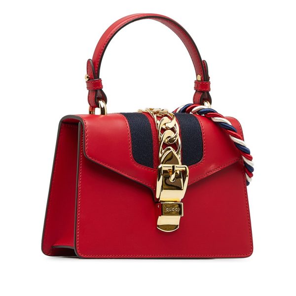 euxcmj102wqq02e7 2 Gucci Sylvie Handbag Shoulder Bag 2way Red Leather