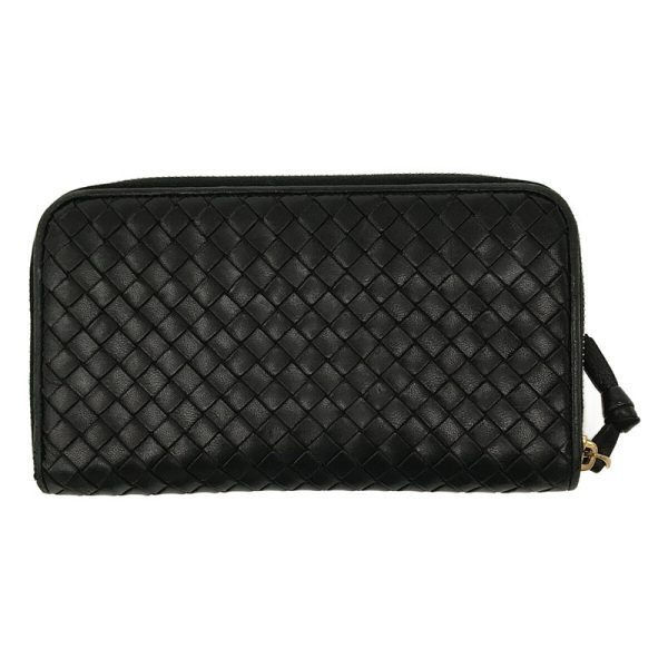 eyboh5weq21d 2 Bottega Veneta Intrecciato Round Zipper Long Wallet Black