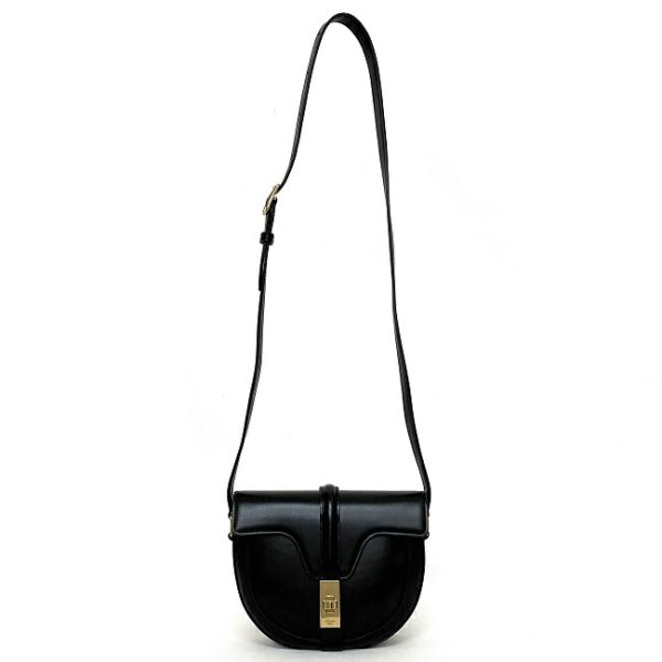 f 18717 2 Celine Buzas Mini Calf Leather Shoulder Bag Black