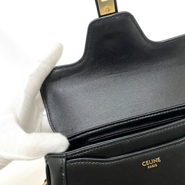 f 18717 9 Celine Buzas Mini Calf Leather Shoulder Bag Black